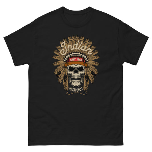 Indian motorcycle skull with head dress T-shirt