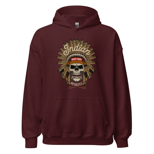 Indian motorcycle skull with head dress classic Hoodie